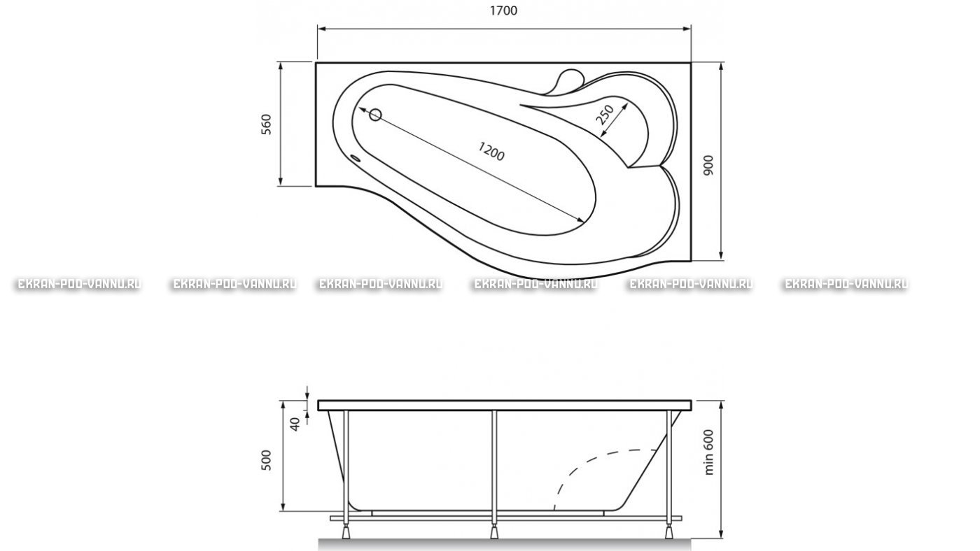 Акриловая ванна Relisan Isabella 170x90x60 – купить по цене 24130 руб. в интернет-магазине в городе Новокузнецк картинка 13