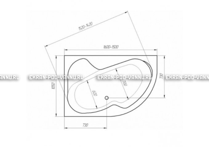 Акриловая ванна 1MarKa Aura 150x105 – купить по цене 16250 руб. в интернет-магазине в городе Новокузнецк картинка 3
