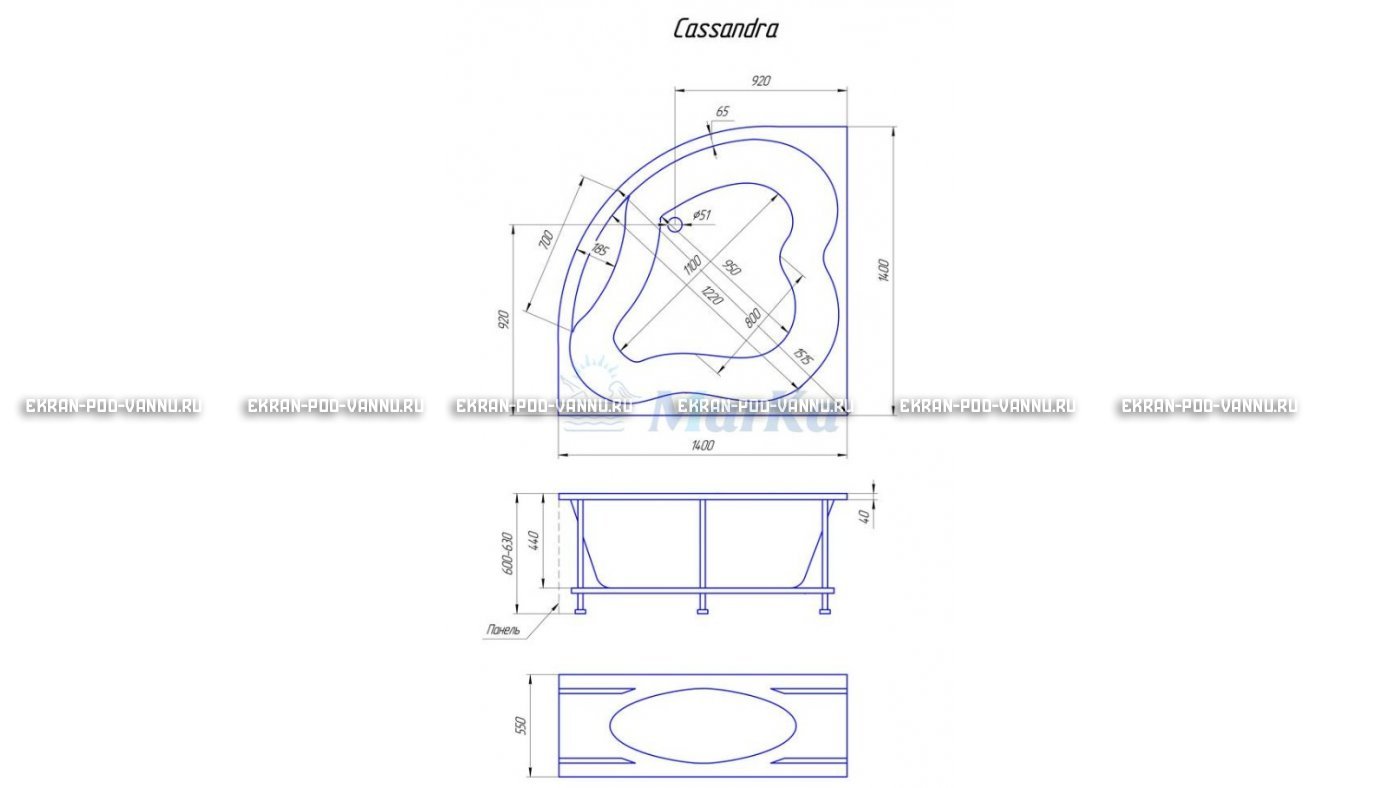Акриловая ванна 1MarKa Cassandra 140x140 – купить по цене 18620 руб. в интернет-магазине в городе Новокузнецк картинка 19