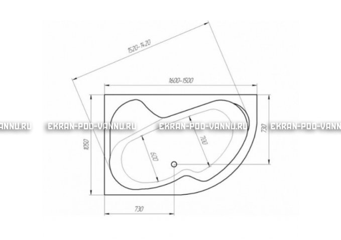 Акриловая ванна 1MarKa Imago 160x105 – купить по цене 16700 руб. в интернет-магазине в городе Новокузнецк картинка 3