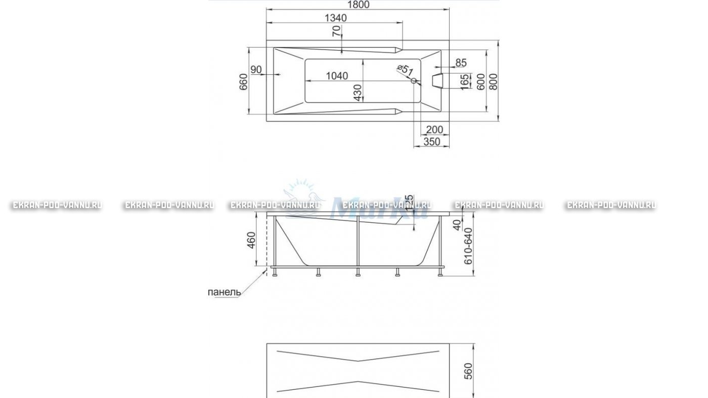 Акриловая ванна 1MarKa Raguza 180x80 – купить по цене 17854 руб. в интернет-магазине в городе Новокузнецк картинка 13