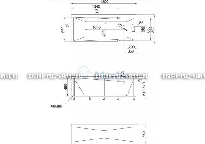 Акриловая ванна 1MarKa Raguza 180x80 – купить по цене 17854 руб. в интернет-магазине в городе Новокузнецк картинка 4