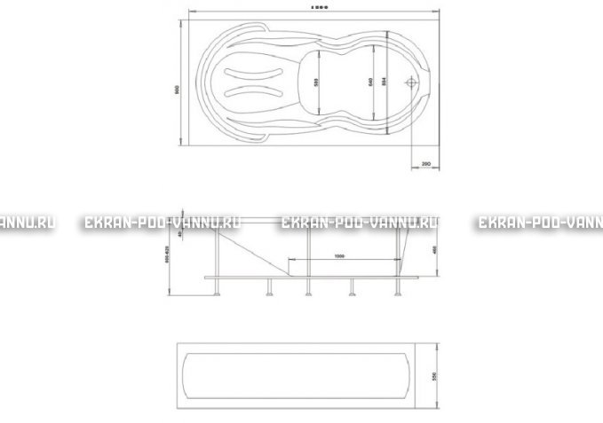 Акриловая ванна 1MarKa Taormina 180x90 – купить по цене 17670 руб. в интернет-магазине в городе Новокузнецк картинка 3