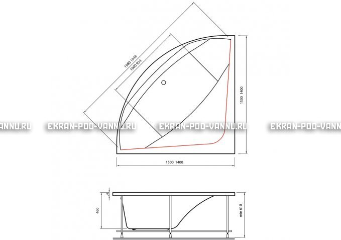 Акриловая ванна Vayer Boomerang 140x140 – купить по цене 53070 руб. в интернет-магазине в городе Новокузнецк картинка 4