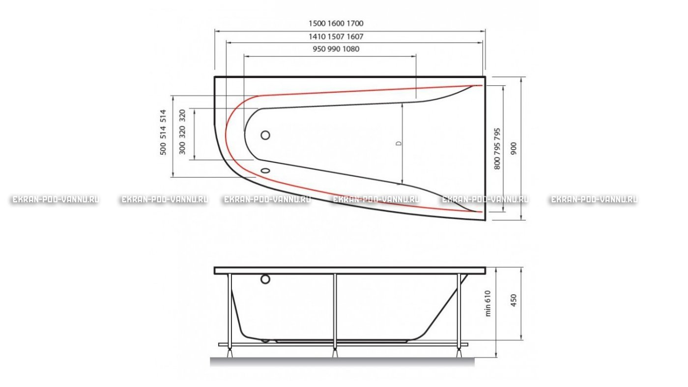 Акриловая ванна Vayer Boomerang 170x90 – купить по цене 47600 руб. в интернет-магазине в городе Новокузнецк картинка 10