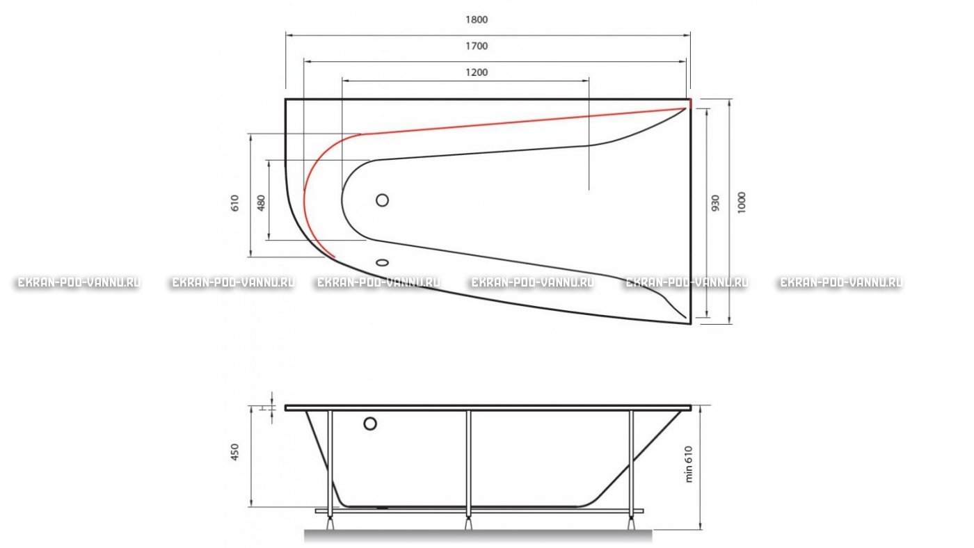 Акриловая ванна Vayer Boomerang 180x100 – купить по цене 53030 руб. в интернет-магазине в городе Новокузнецк картинка 13