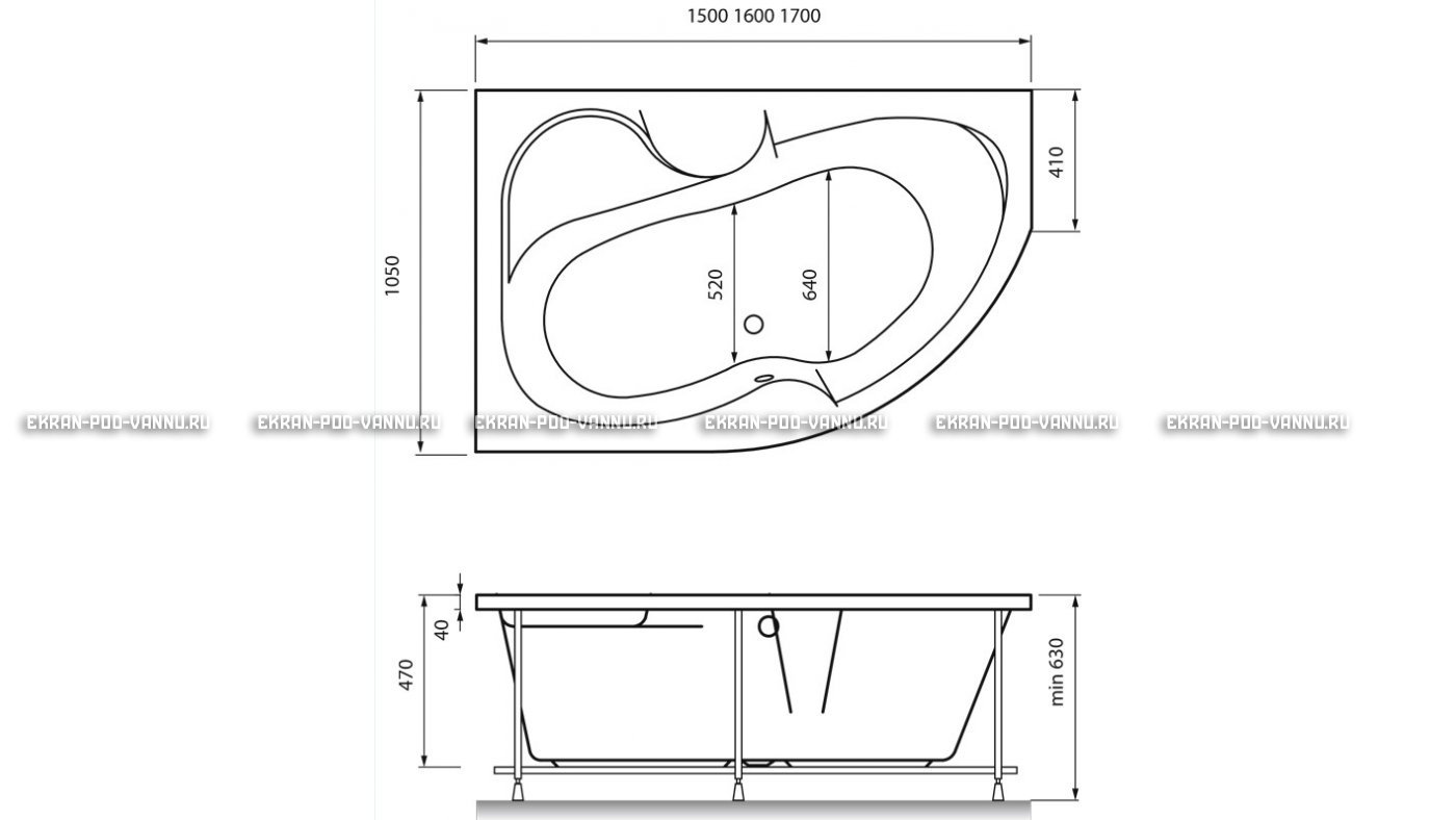 Акриловая ванна Vayer Azalia 170x105 – купить по цене 28800 руб. в интернет-магазине в городе Новокузнецк картинка 16