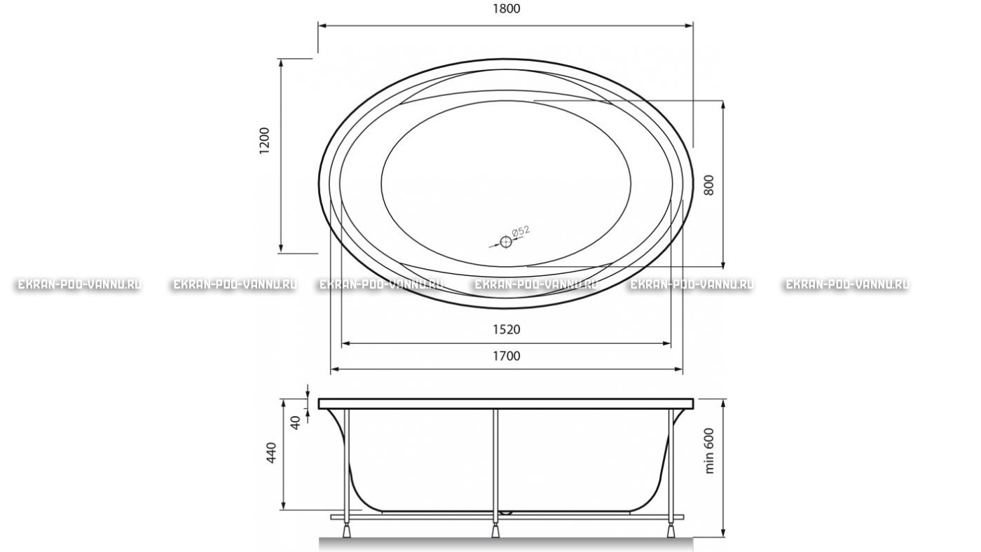 Акриловая ванна Vayer Opal 180x120 – купить по цене 33850 руб. в интернет-магазине в городе Новокузнецк картинка 13