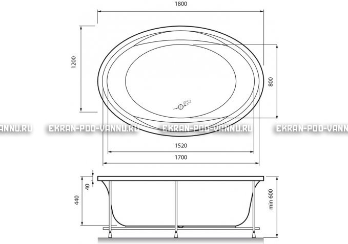 Акриловая ванна Vayer Opal 180x120 – купить по цене 33850 руб. в интернет-магазине в городе Новокузнецк картинка 4