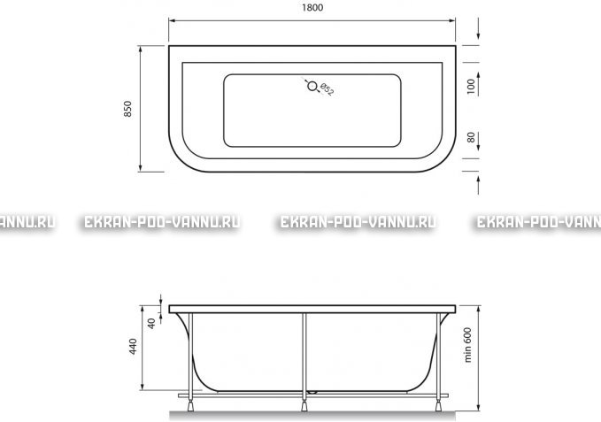 Акриловая ванна Vayer Options BTW 180x85 – купить по цене 25880 руб. в интернет-магазине в городе Новокузнецк картинка 4